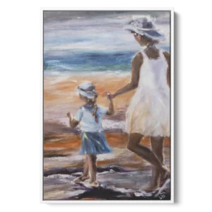 'On The Beach'. By Lita Narayan . A Limited edition white framed canvas.