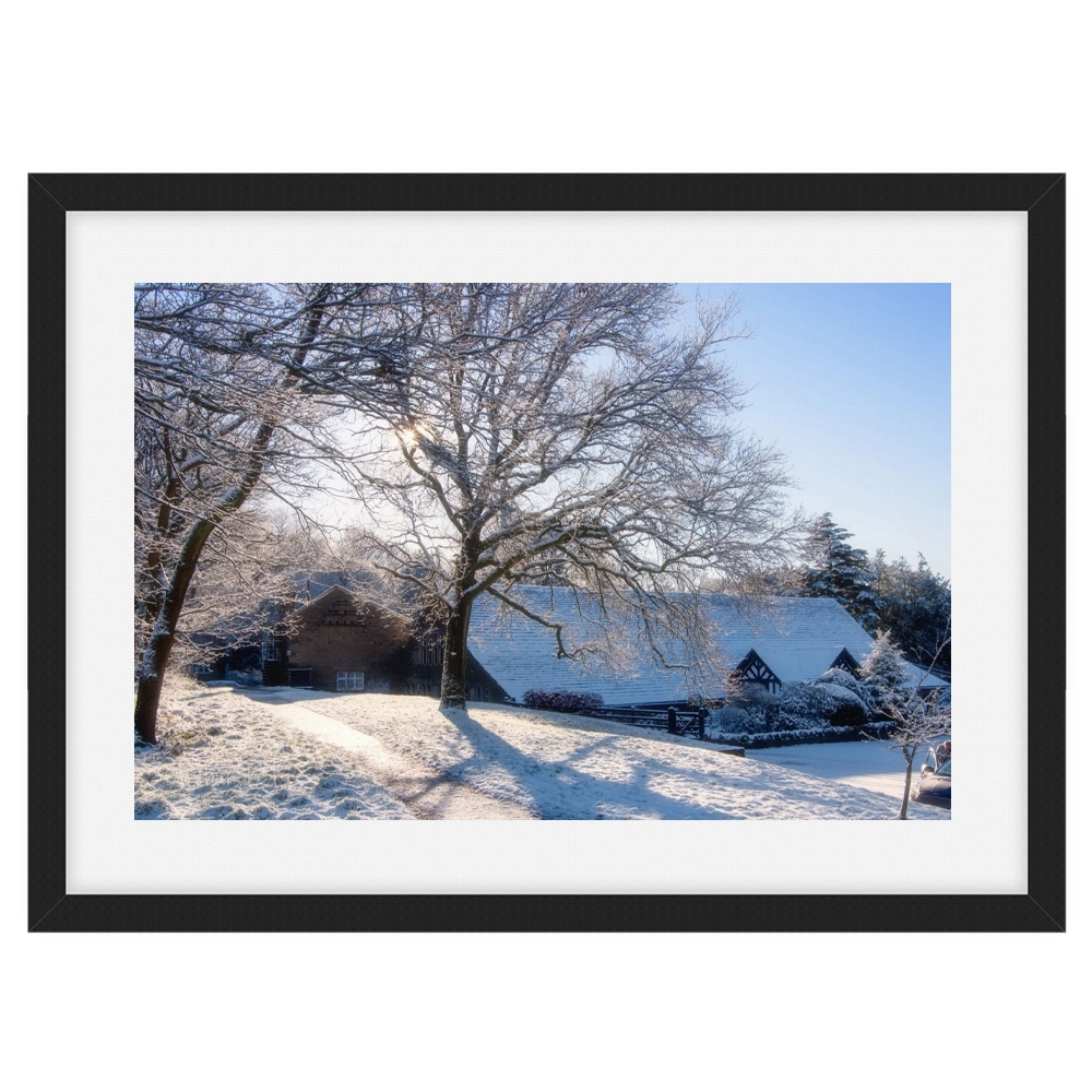 'Snowy Hall Barn' David Ruaux Framed and Mounted Photo