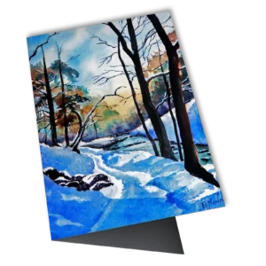 'Winter Walk'. A greetings card by Ena Mann.