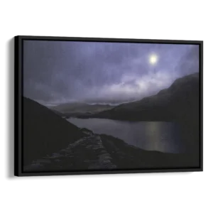 'Llyn Llydaw, Moonlit', Lewis Firth. A framed canvas wall art print