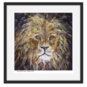 'Midnight Lion', Karen Holt. A framed fine art print.