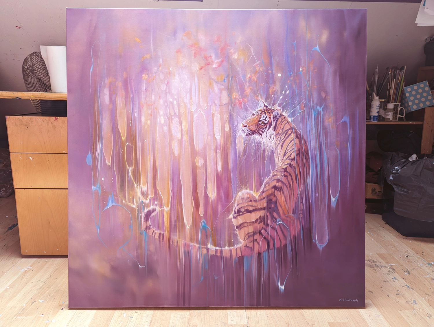 'Tiger in the Purple Ether', in studio.