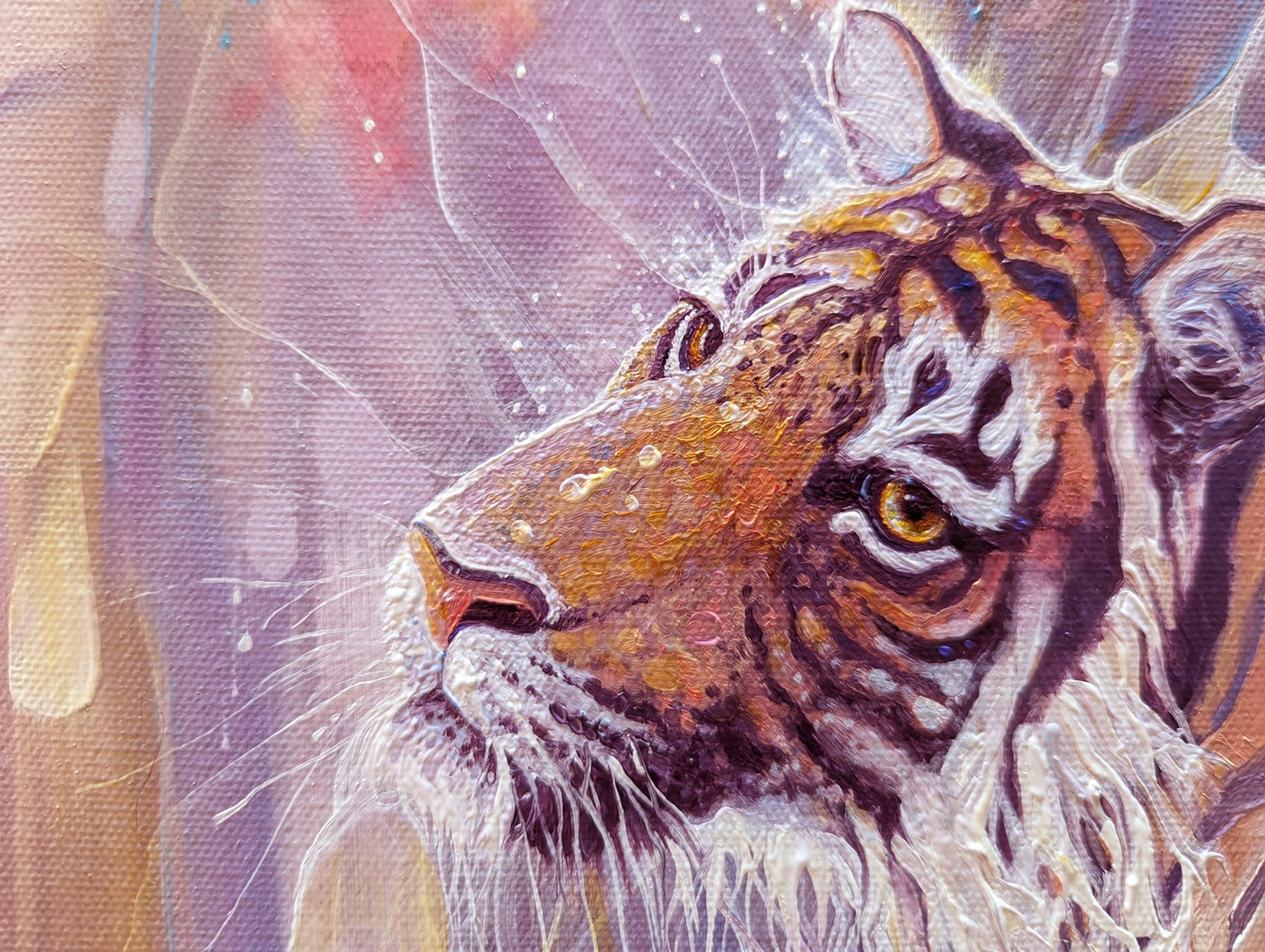 'Tiger in the Purple Ether', tigers head detail.