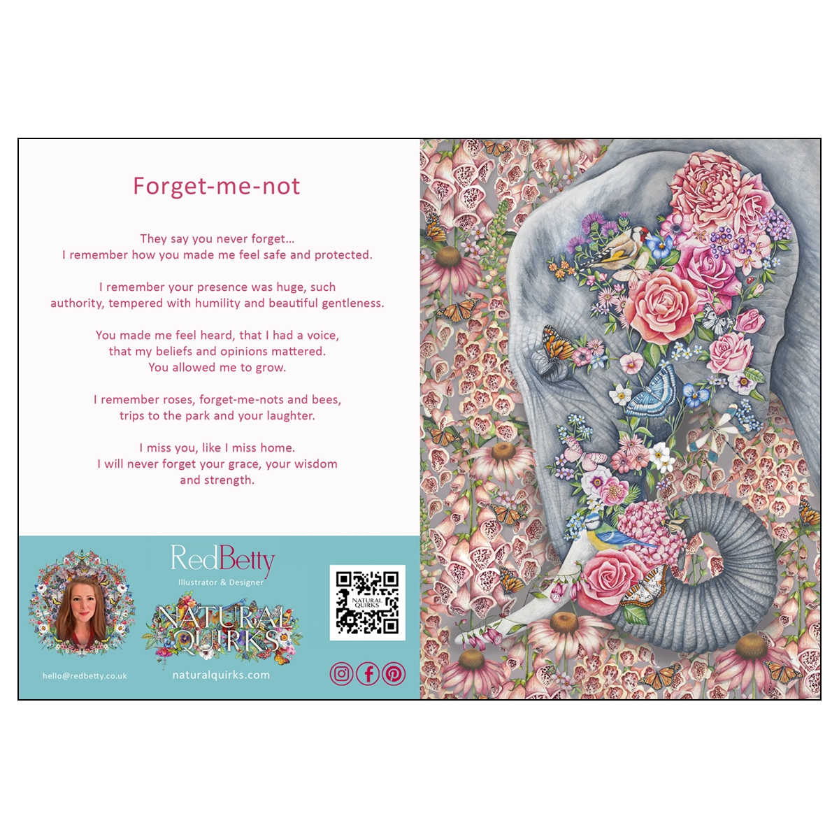 'Forget Me Not', A RedBetty fine art card.