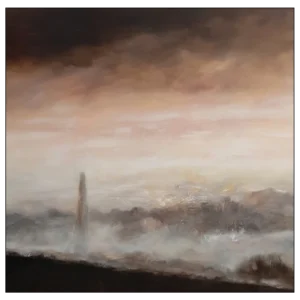 'Barrow Bridge Chimney from Winter Hill'. An original painting by Lita Narayan