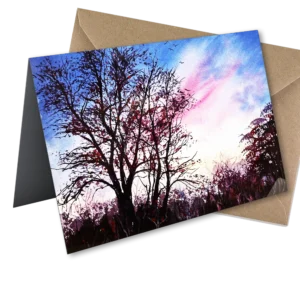 'Suffolk Sunset' is a fine art card by Mel Sharp