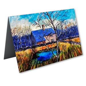 'The Pond, Horwich'. A fine art greeting card by Ena Mann