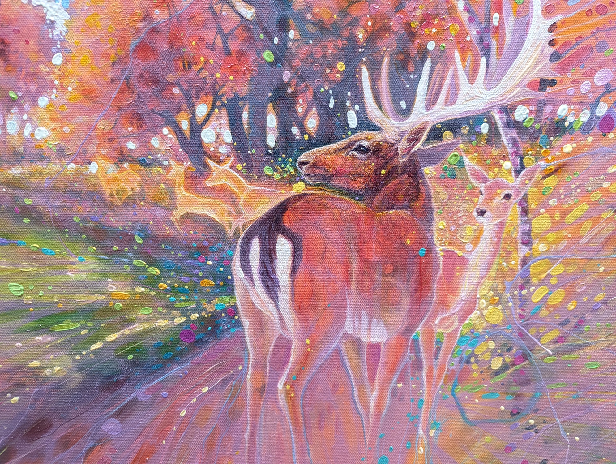 'The Story Unfolding', An Original Abstract Deer Painting by Gill Bustamante. - Image 4
