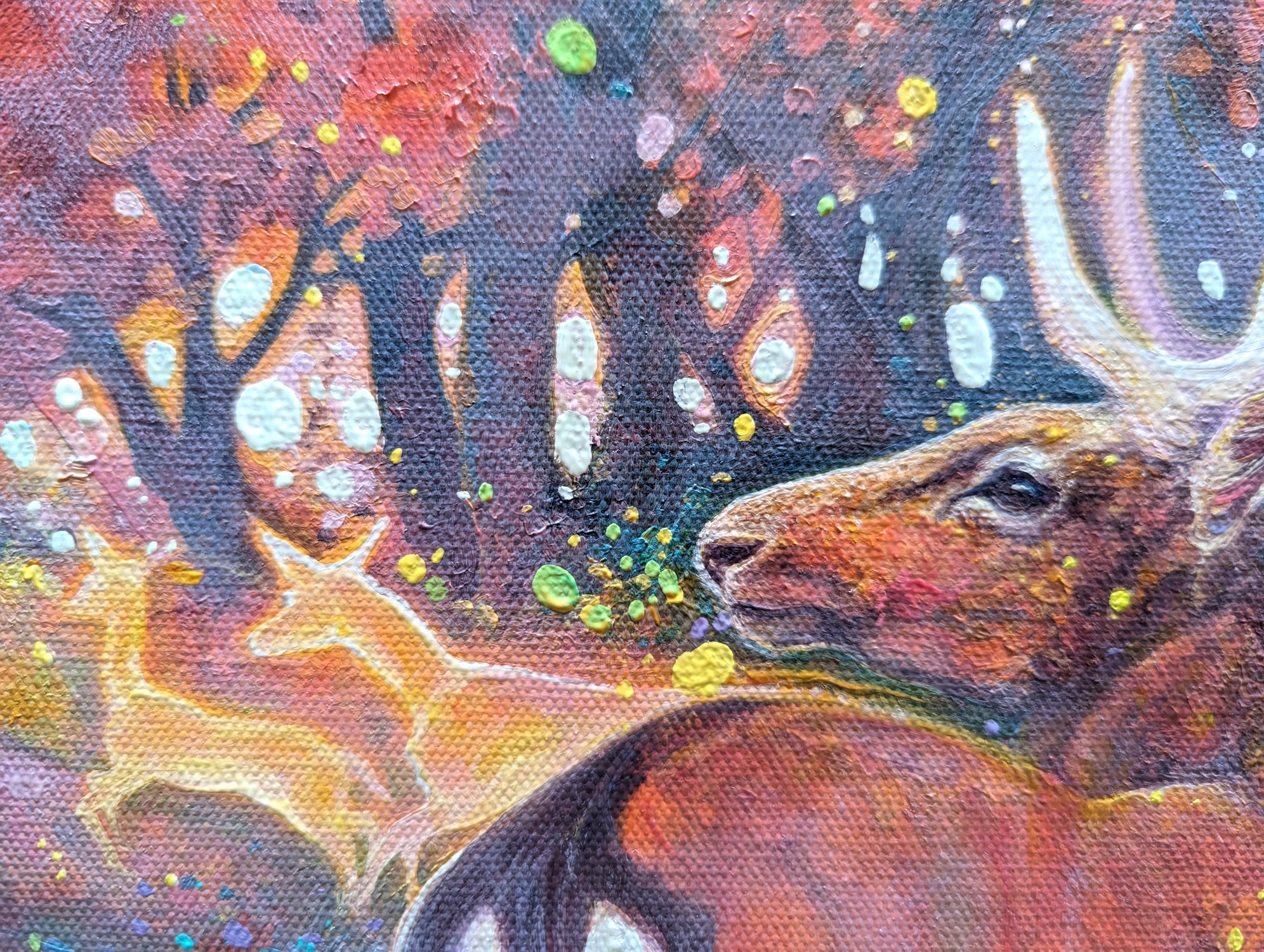 'The Story Unfolding', An Original Abstract Deer Painting by Gill Bustamante. - Image 6