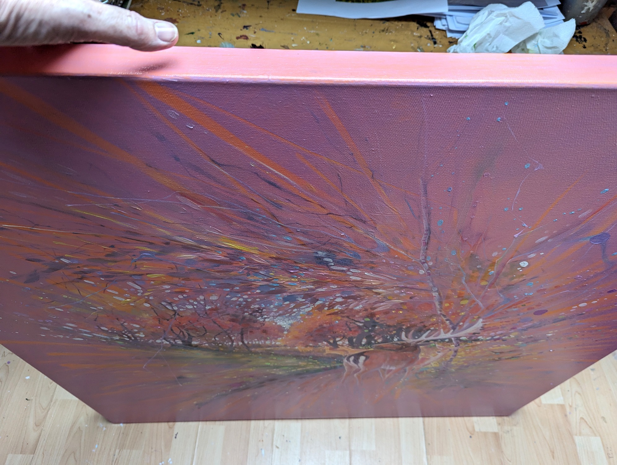 'The Story Unfolding', An Original Abstract Deer Painting by Gill Bustamante. - Image 7