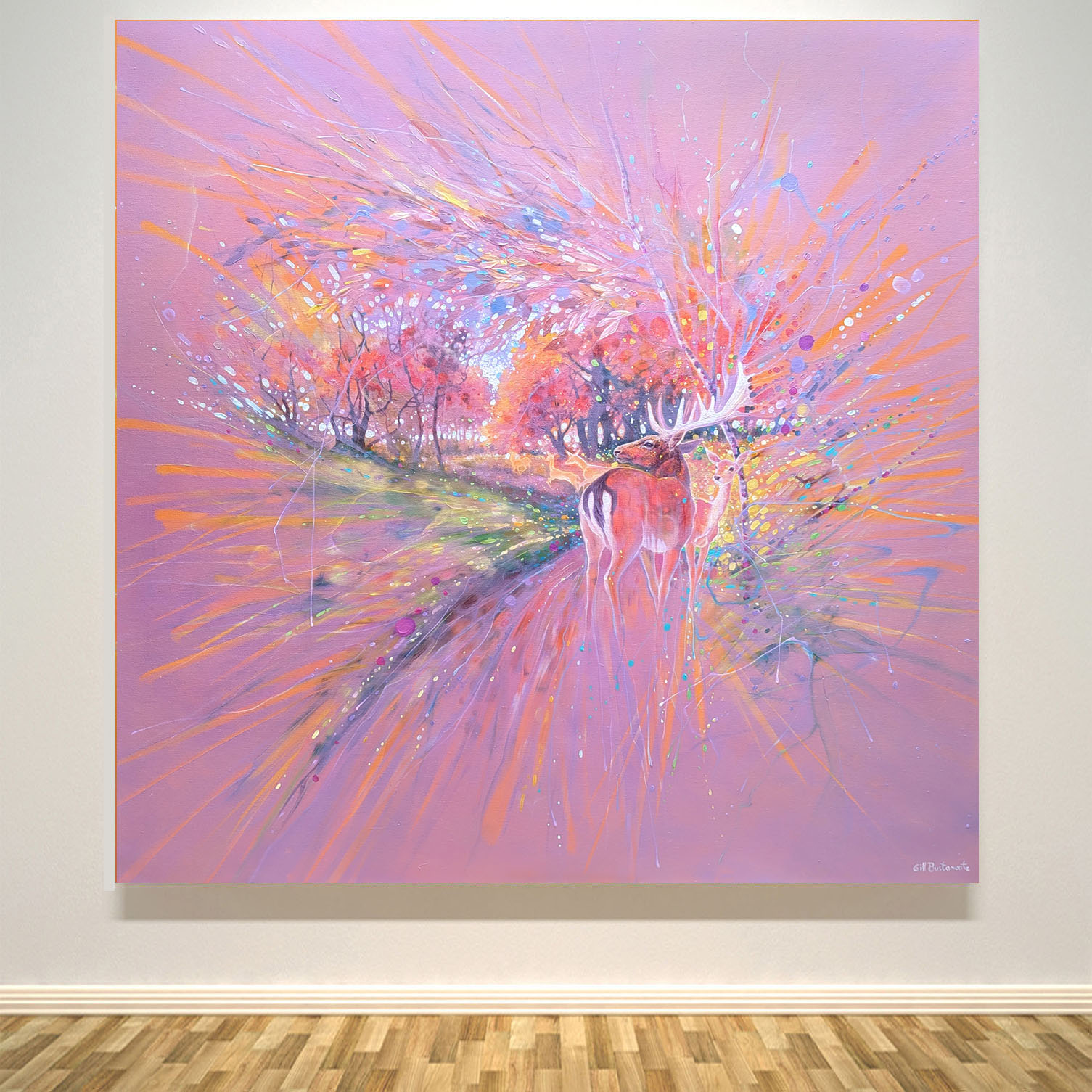 'The Story Unfolding', An Original Abstract Deer Painting by Gill Bustamante. - Image 9