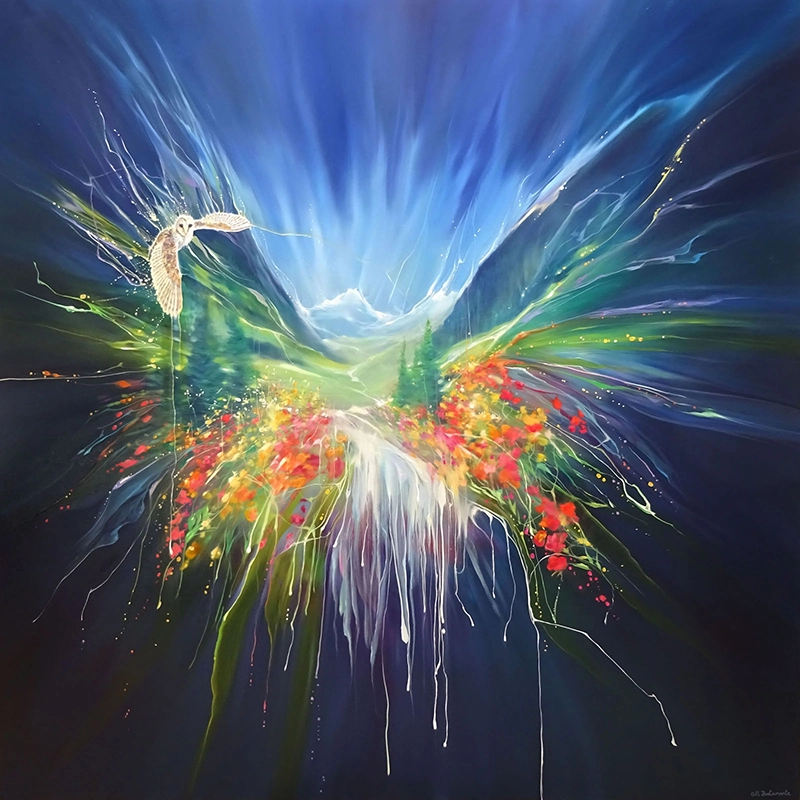 'Caught in the Act'. An original painting by Gill Bustamante.