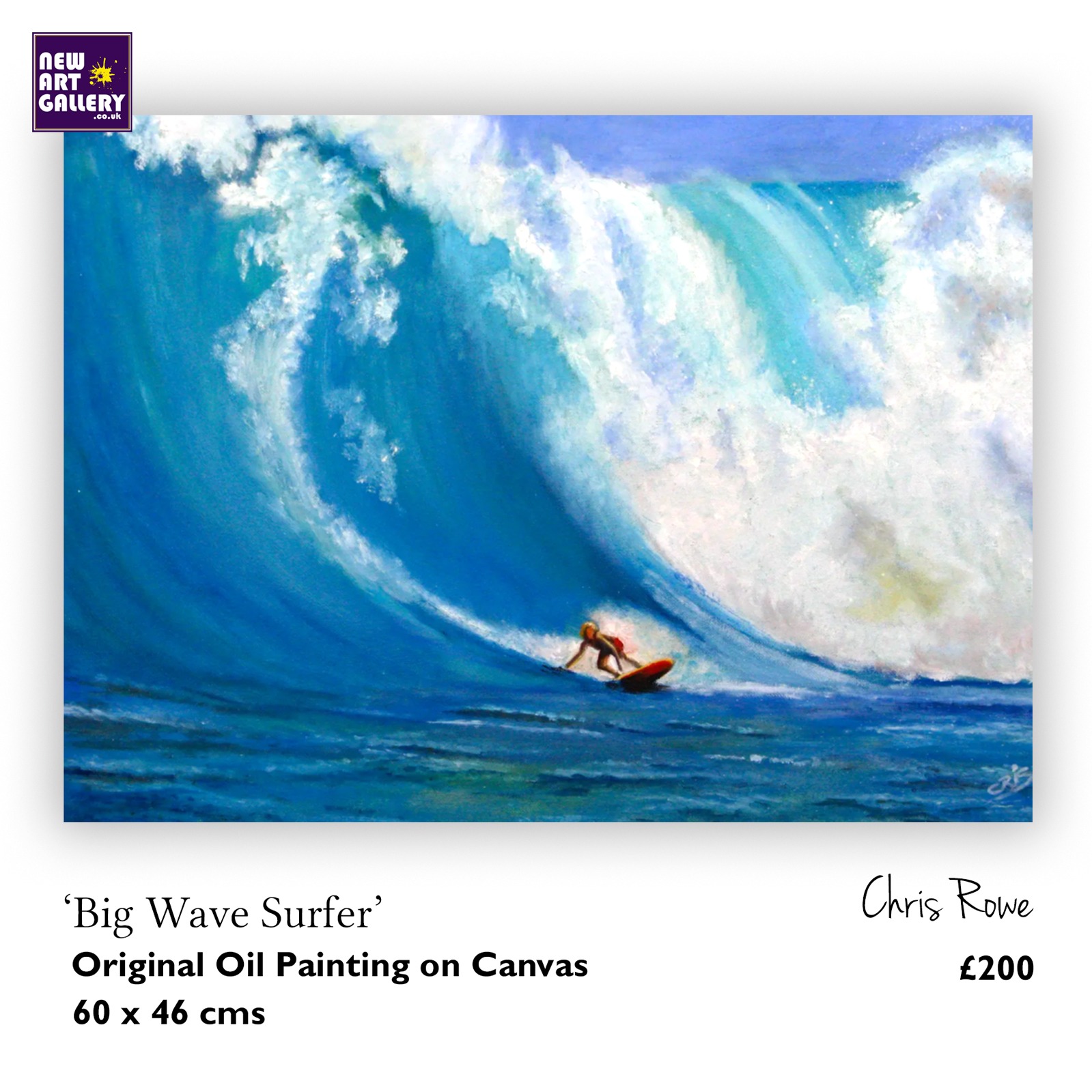 Big Wave Surfer Chris Rowe Original painting