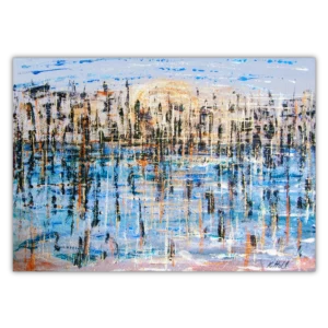 'City Sunrise II' Hand embellished giclée print.