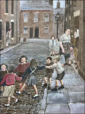 'Down Our Street'. A painting by Carole Pugh.