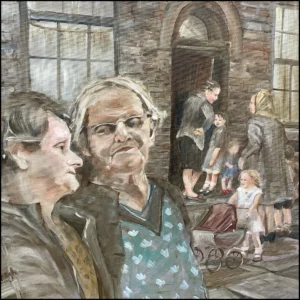 'Hot Gossip'. Carole Pugh. Mounted Fine Art Prints, Framed Canvas Wall Art & Art Card.