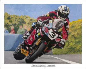 ‘John McGuiness – T.T. Supremo’. Art poster by Morton Murray.