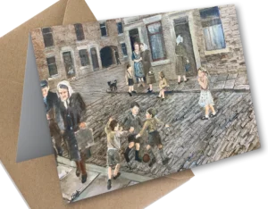 'Neighbours'. An art card by Carole Pugh.