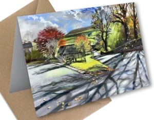 'Autumn Day in Downham'. Art cards by Carole Pugh.