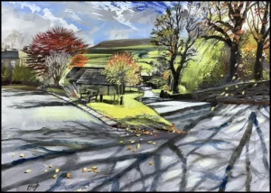 'Autumn Day in Downham'. Original painting by Carole Pugh,