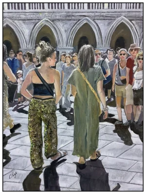'Venice: People Watching'. An original painting by Carole Pugh.