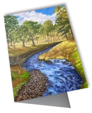 'A River', Mike Lord. Art greetings card.