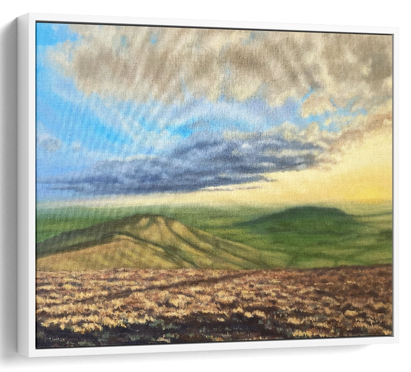 'Trough of Bowland'. Angled white framed canvas print by Mike Lord.