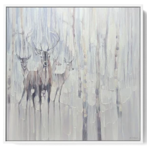 'The Spirit Guides'. White framed canvas print.