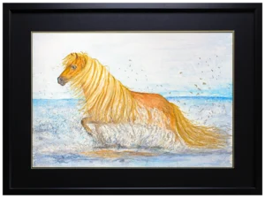 'Tempest: Golden Cascade', Karen Holt. Original framed painting.