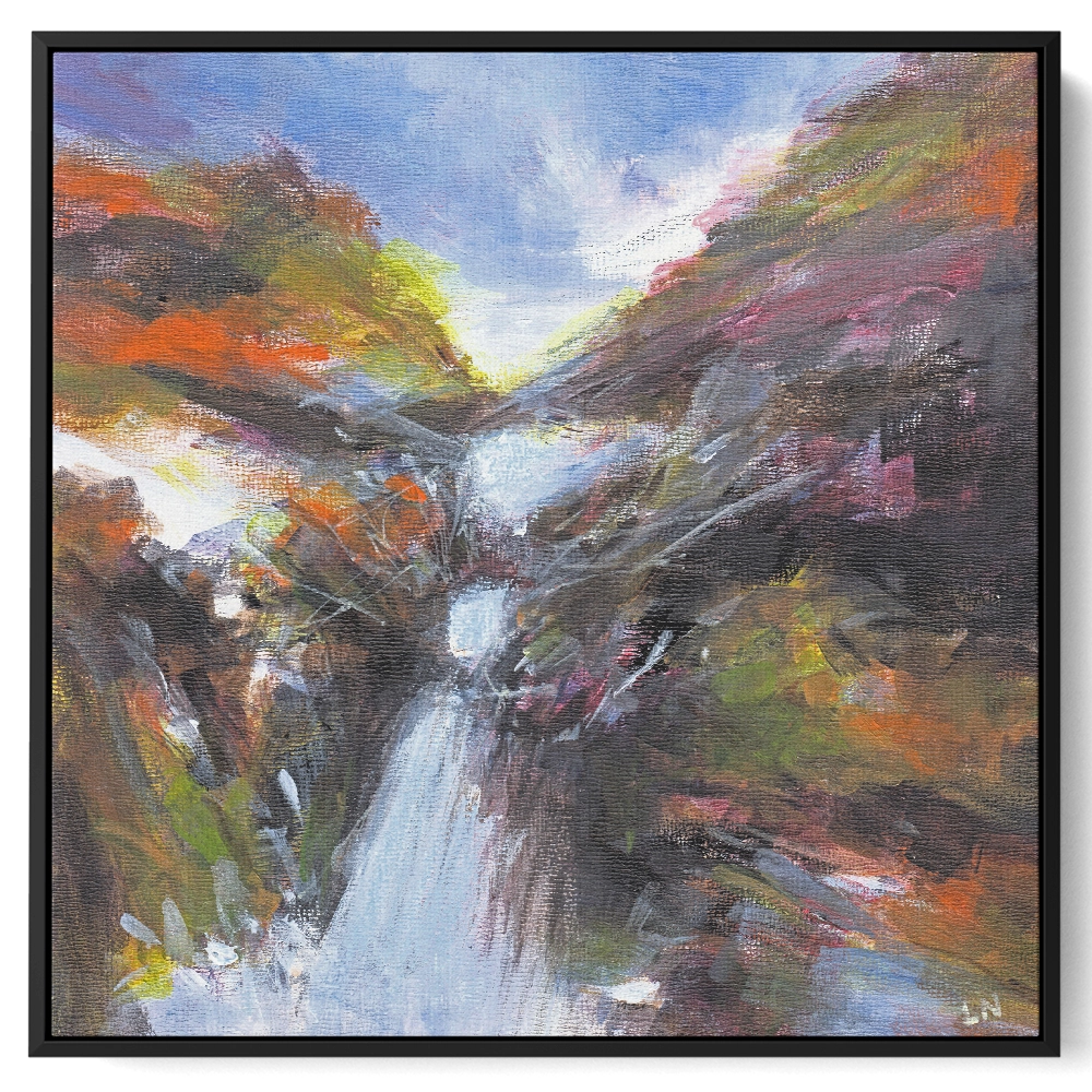 'Up Rivy', Lita Narayan. Black framed canvas art print.