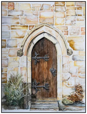 'Skipton Doorway'-original-painting-helen-worthington