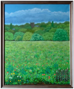 'Across the Fields to Brindle'. Original painting by Mike Lord.