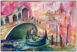'An Evening in Venice'. Fine Art Prints, Canvas Art Prints and Art Cards by Minu Achrekar
