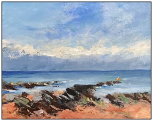 'Foreshore, Bamburgh'. Art prints and cards by Gerry Halpin.