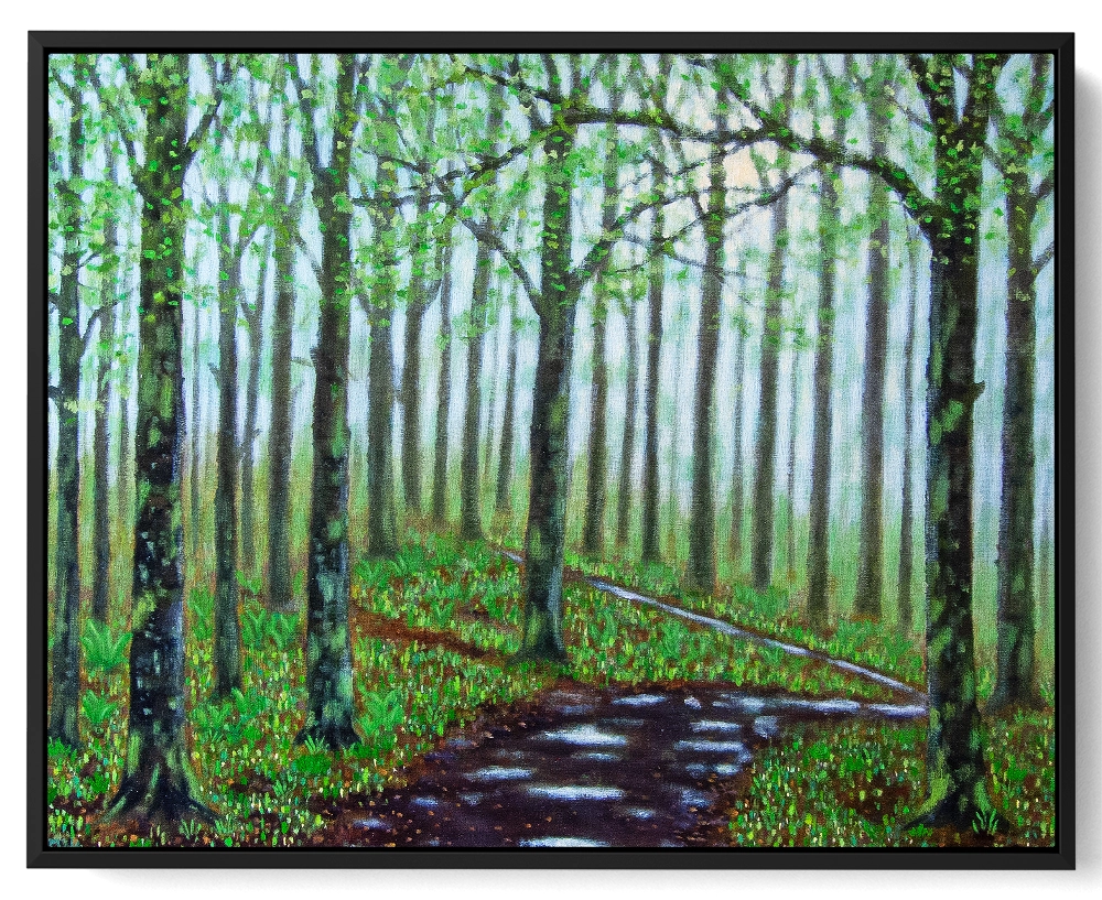 'Roddlesworth Spring', Mike Lord. Black float framed canvas print.