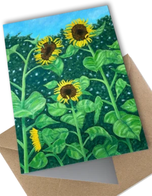 'Sunflowers'. A fine art greetings card by Mike Lord.