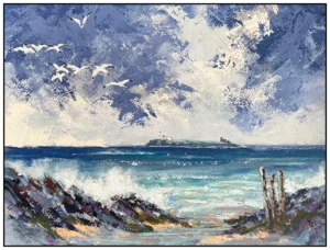 'Distant Farne Islands, Northumberland' Original painting.