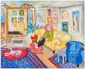 'Resting at Home', Kate Collins. Original painting.