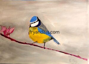 Eurasian Blue tit - Original acrylic painting