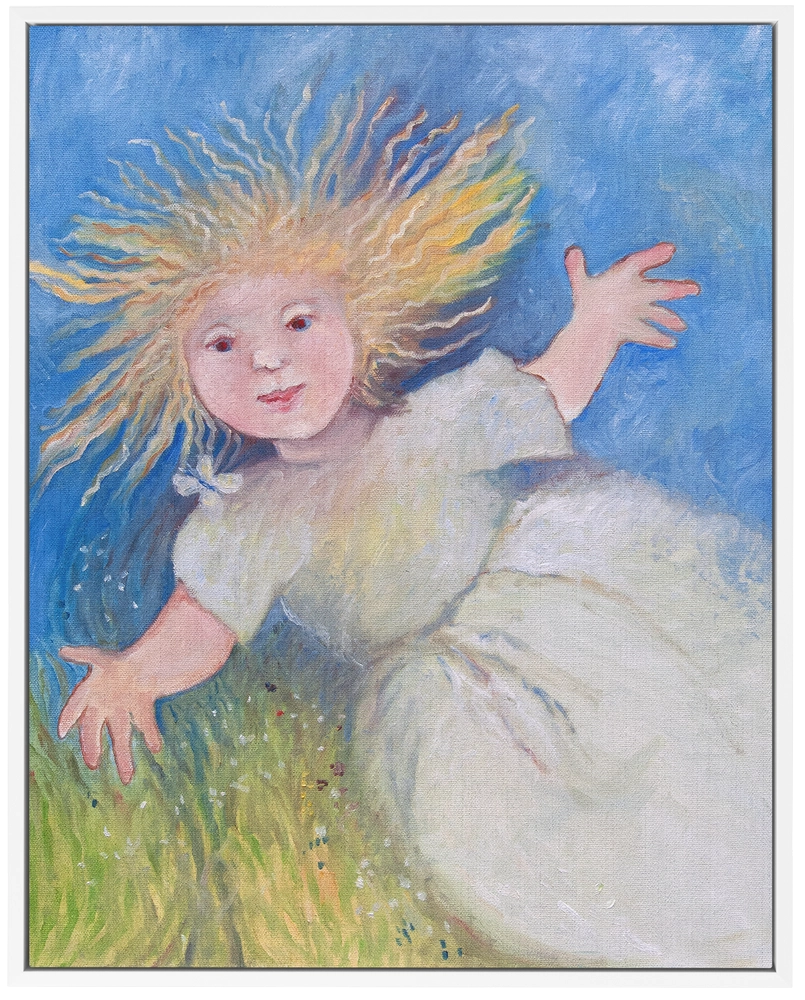'Butterfly', Kate Collins. White framed canvas art print.
