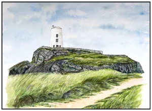 'The Lighthouse'. Original painting by Helen Worthington.