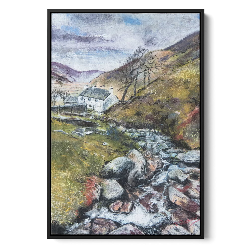 'Amidst the Boulders Black Framed Canvas Artwork