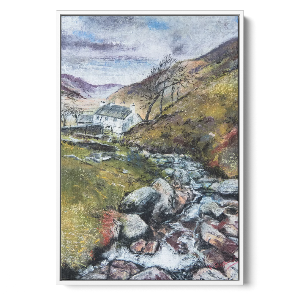 'Amidst the Boulders White Framed Canvas Artwork