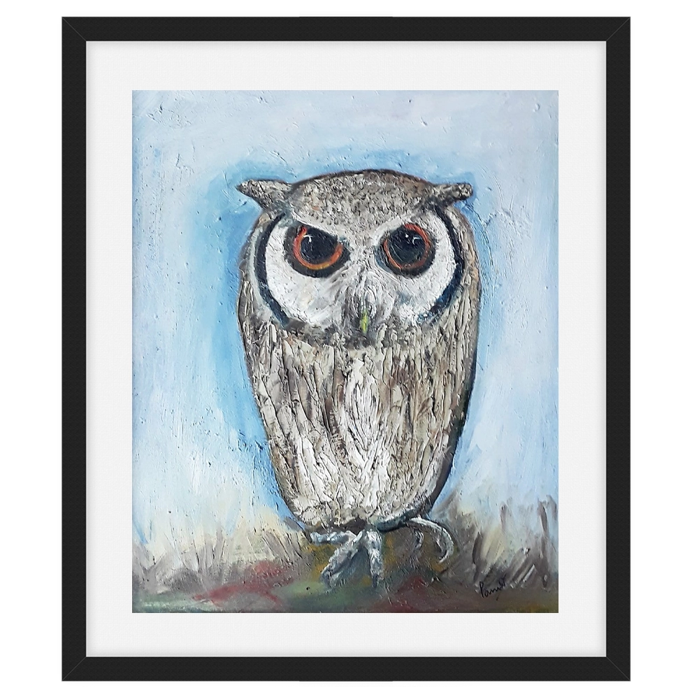 'Cute Owl' Pam Wakefield Framed and Mounted Artwork