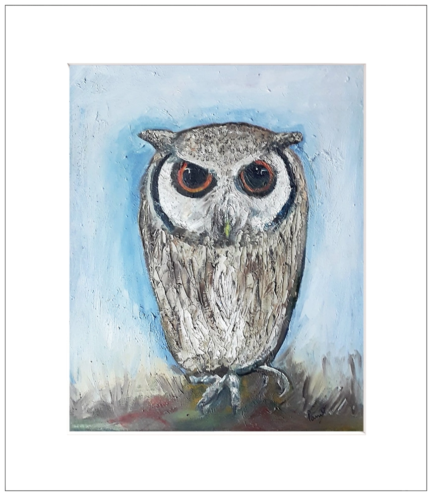 'Cute Owl' Pam Wakefield Mounted Artwork