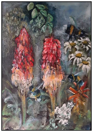 'Flowers and Bees' Pam Wakefield Original Painting