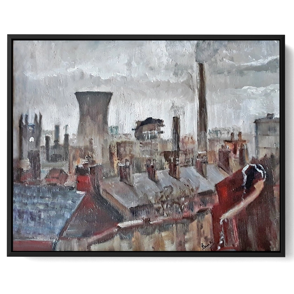 'Old Town' Pam Wakefield Black Framed Canvas Artwork