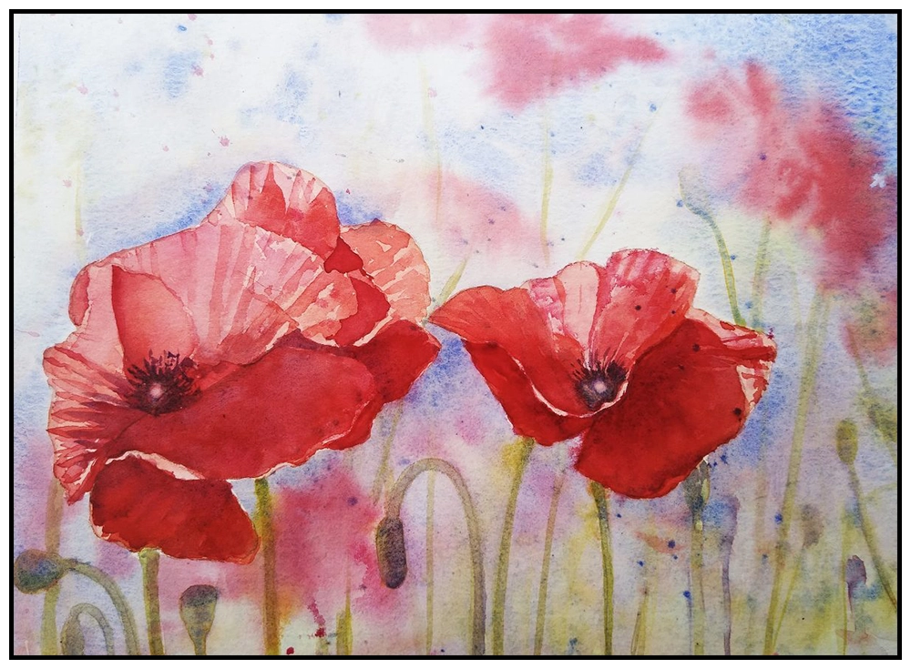 'Poppies in the Breeze' Pat Richardson Original Painting