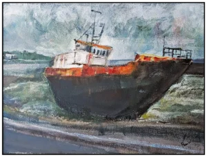 'Rusty Old Boat' Pam Wakefield Original Painting
