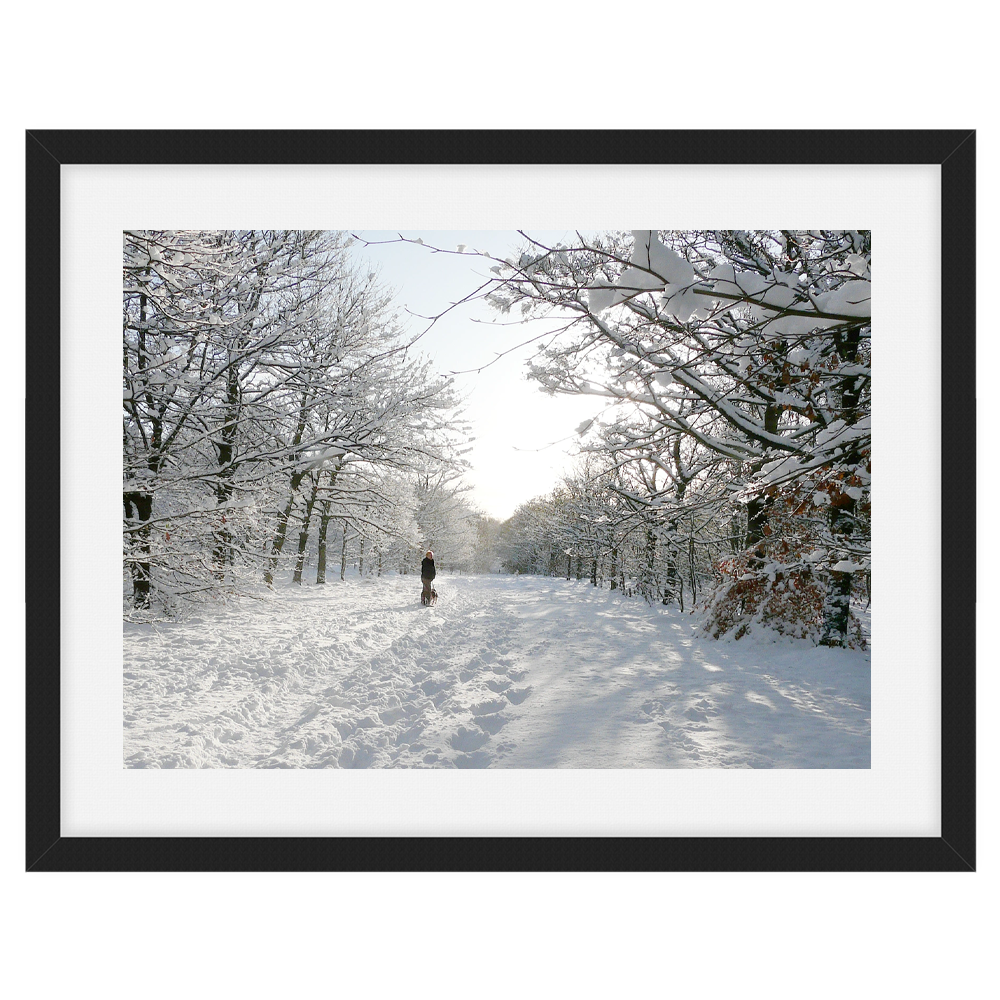 'Snowy Winter Walk' David Ruaux Framed and Mounted Photo